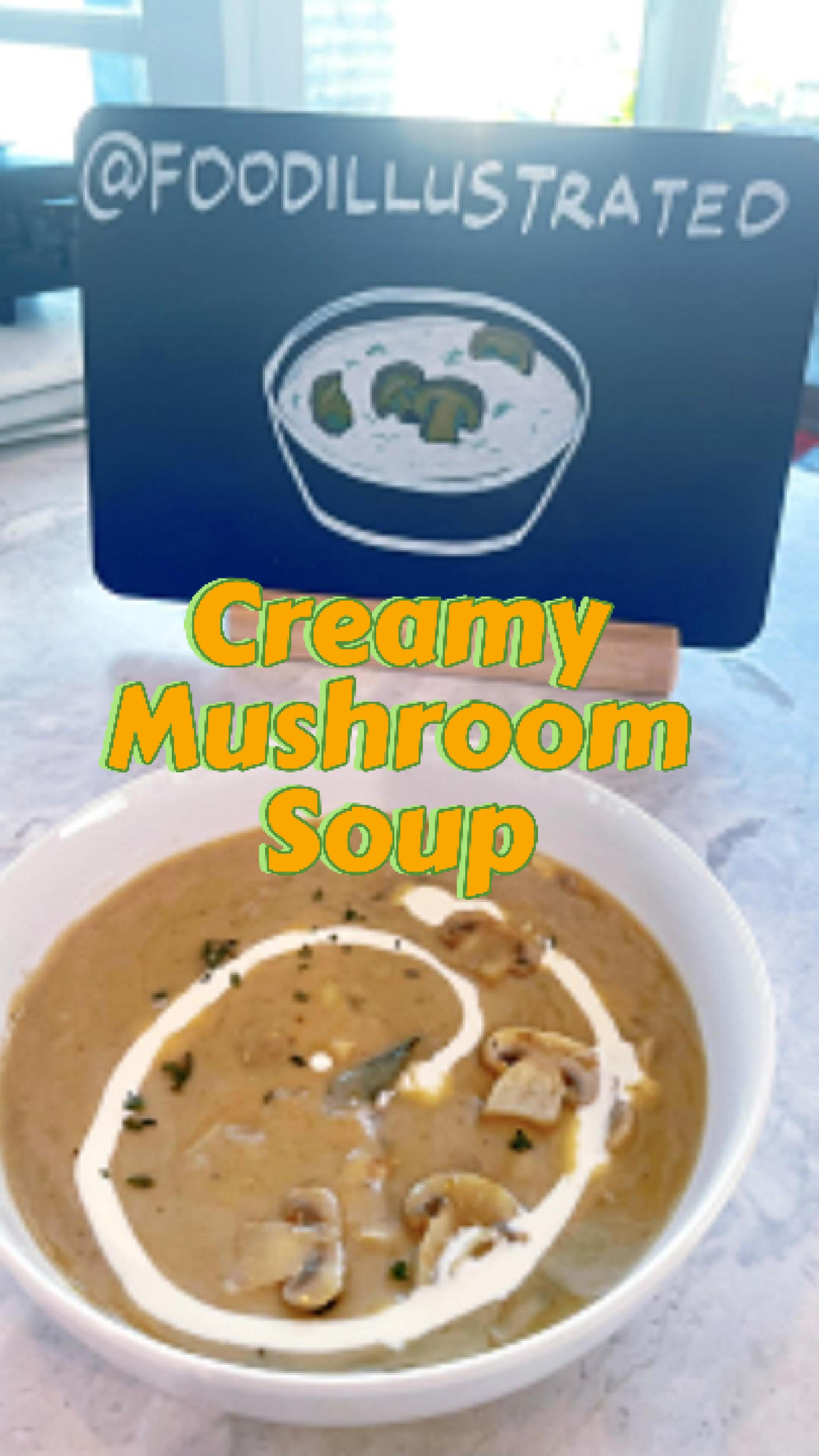 A rustic bowl of creamy mushroom soup garnished with fresh thyme and cracked black pepper, showcasing the velvety roux-thickened texture and caramelized mushroom pieces.