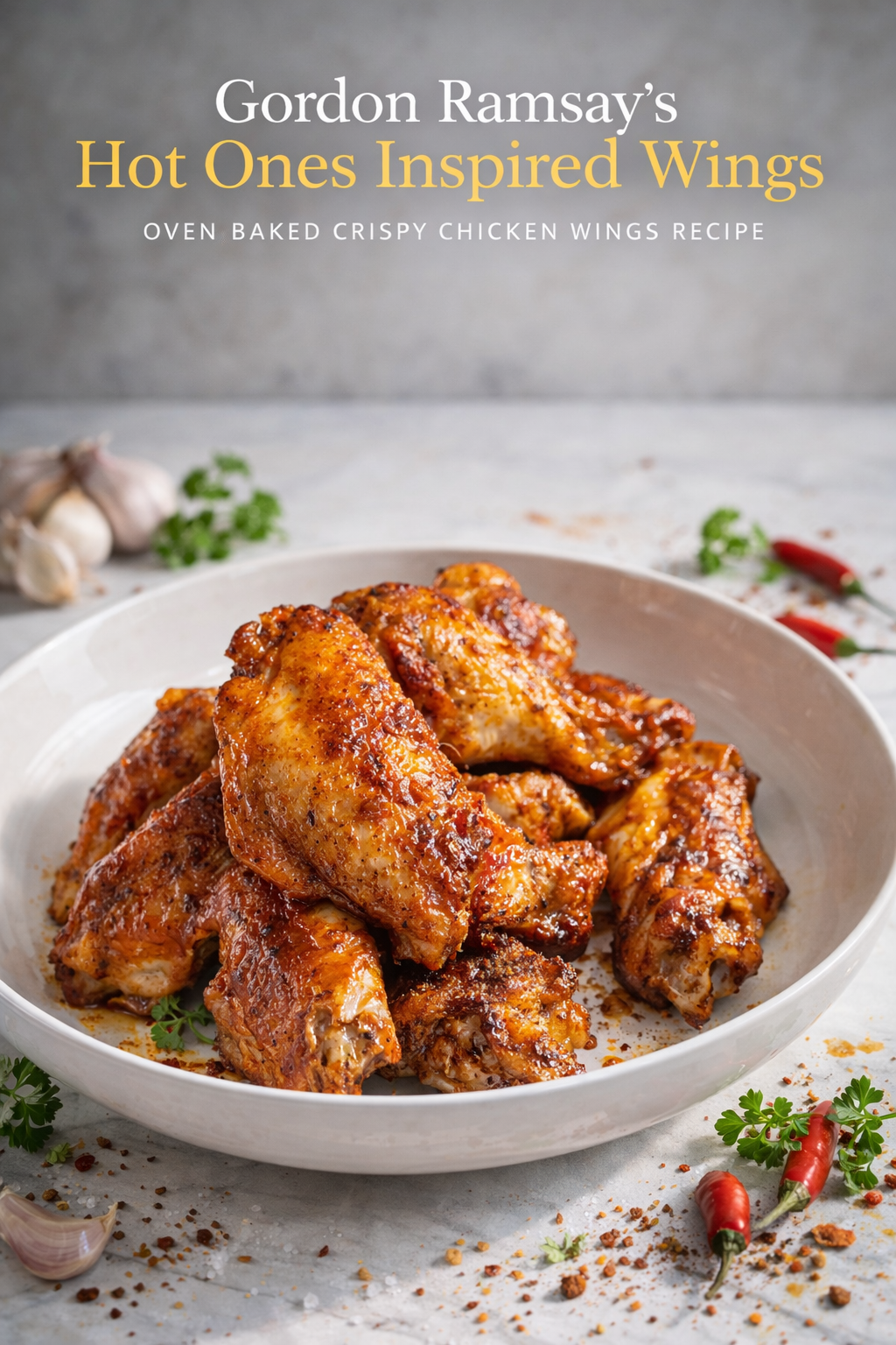 Crispy oven-baked chicken wings tossed in spicy butter glaze with smoked paprika, served with blue cheese dressing and celery sticks